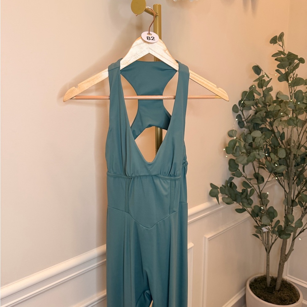 Sculpting Racerback Jumpsuit in Forest Green - Picture 5 of 7